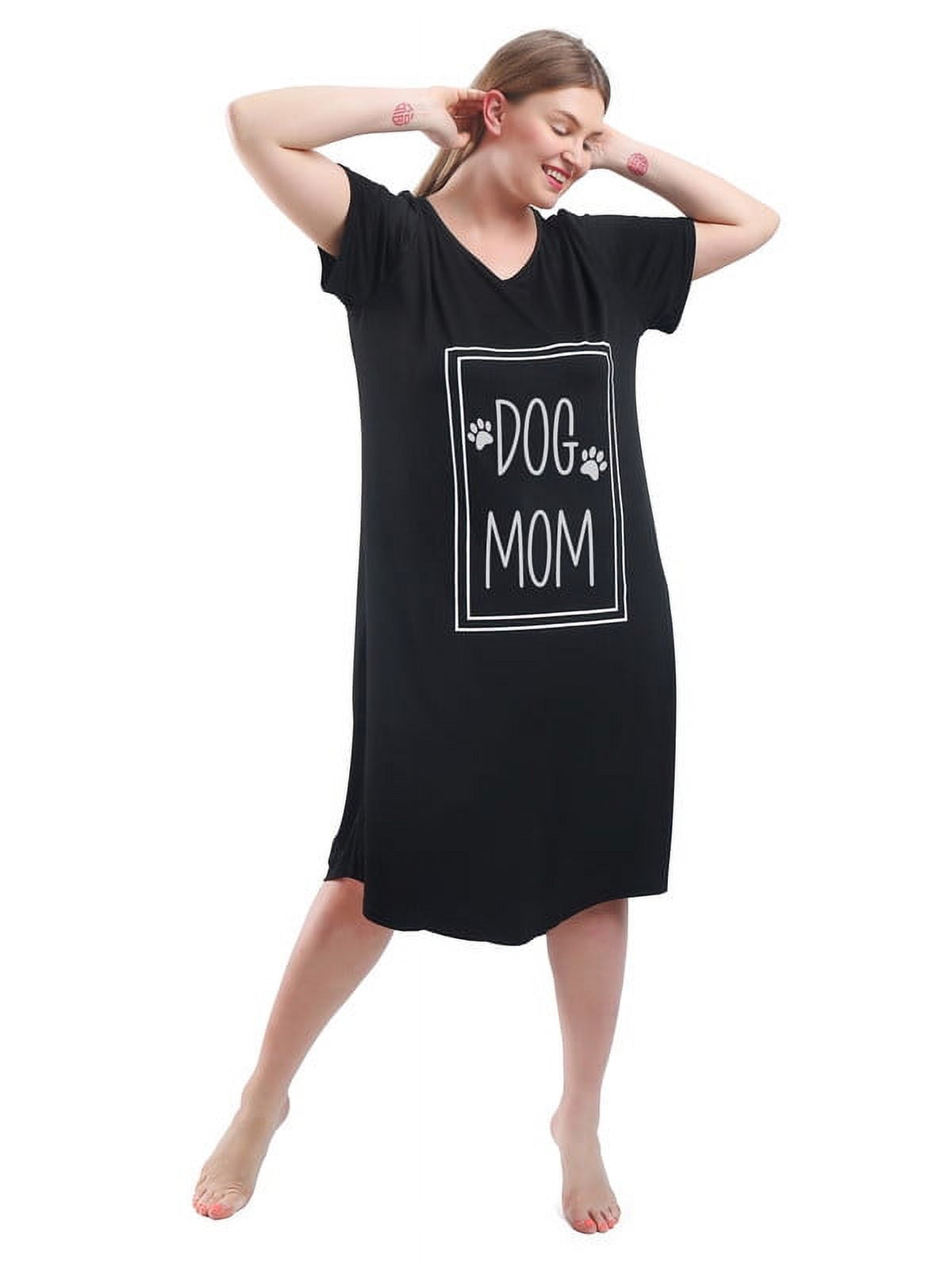 FEREMO Plus Size Nightgowns for Women V Neck Short Sleeve Nightshirts Sleepwear
