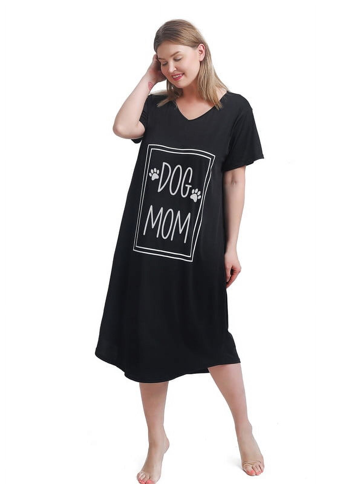 FEREMO Plus Size Nightgowns for Women V Neck Short Sleeve Nightshirts Sleepwear