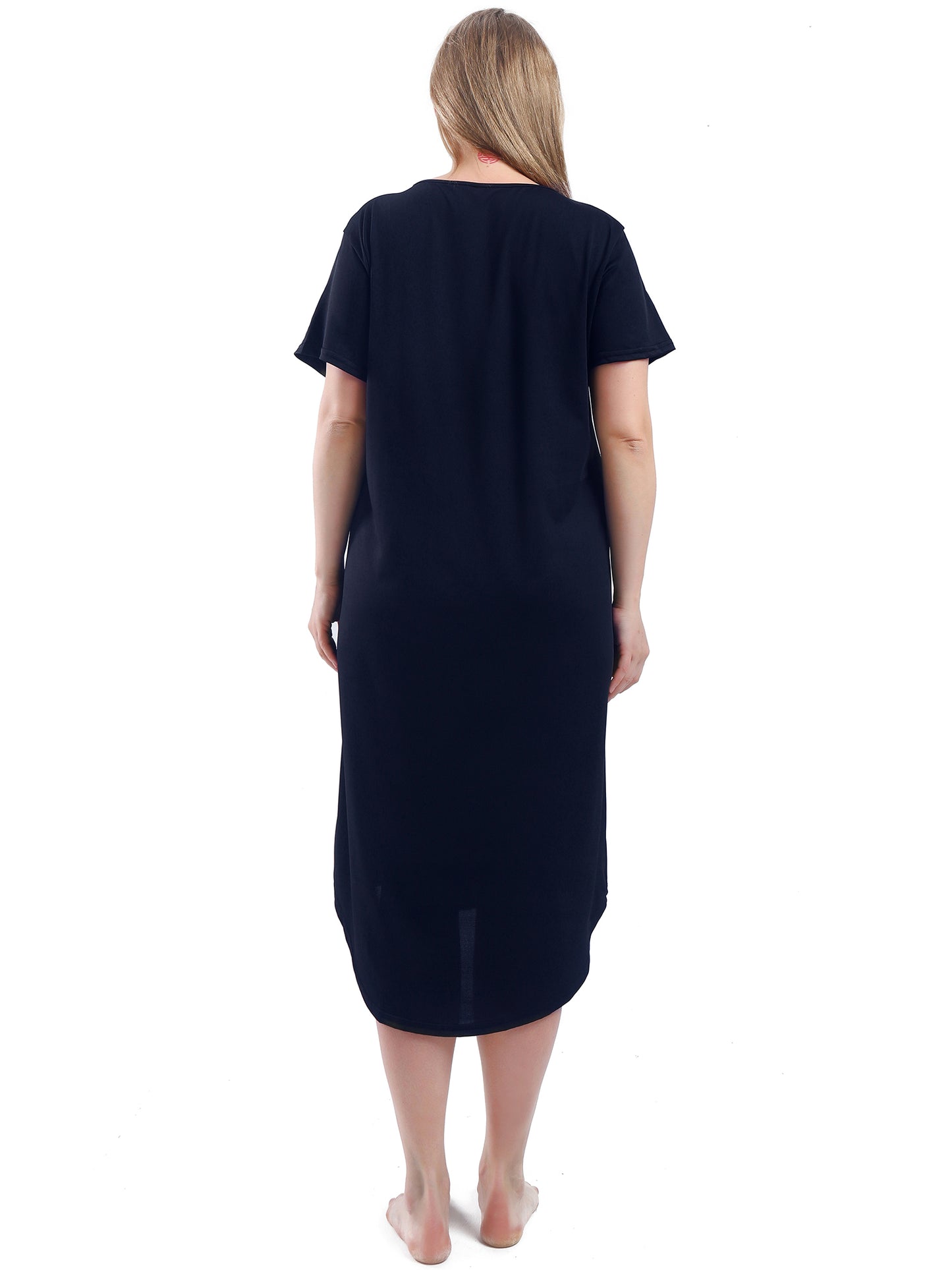 FEREMO Plus Size Nightgowns for Women V Neck Short Sleeve Nightshirts Sleepwear