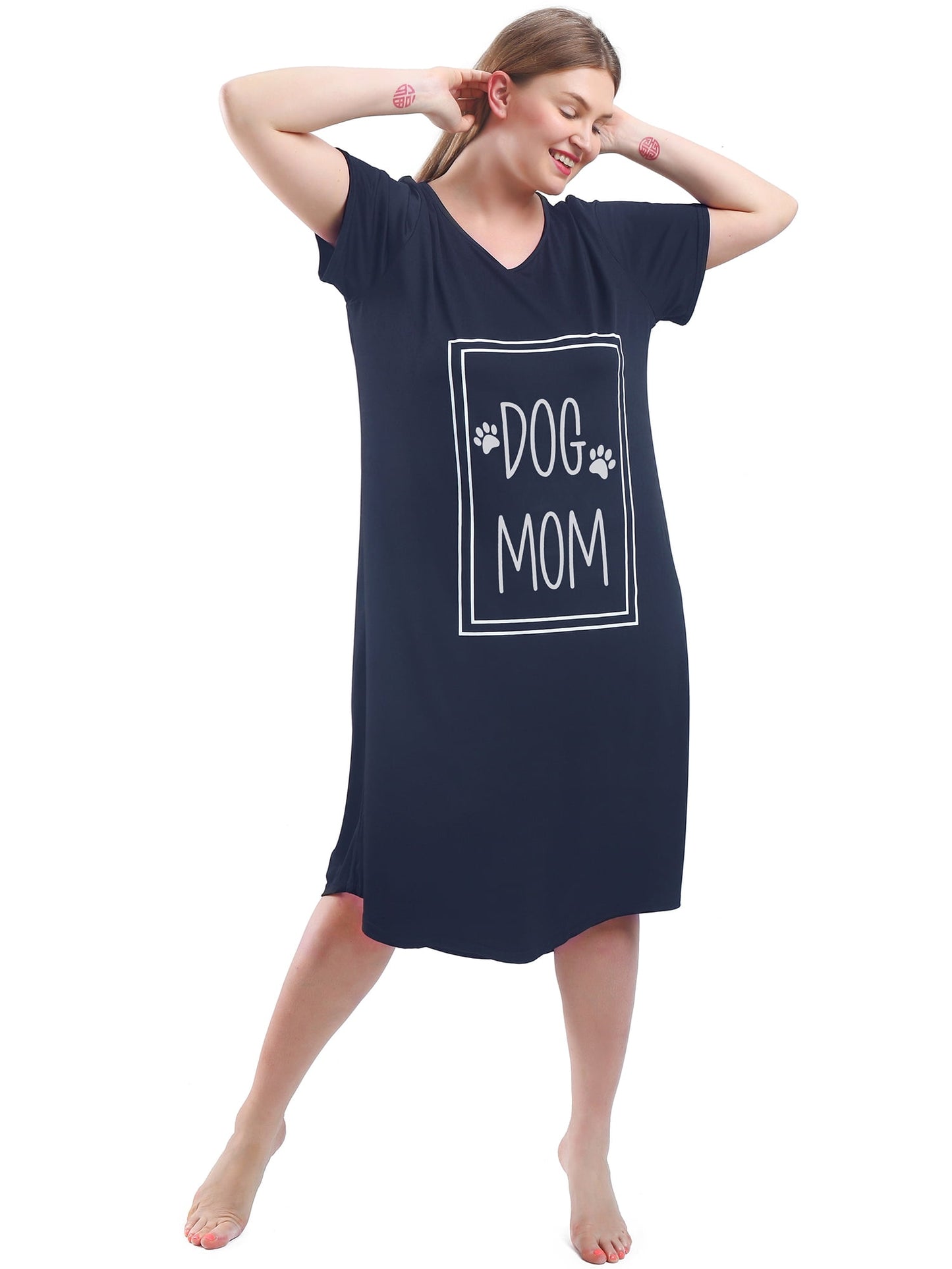 FEREMO Plus Size Nightgowns for Women V Neck Short Sleeve Nightshirts Sleepwear
