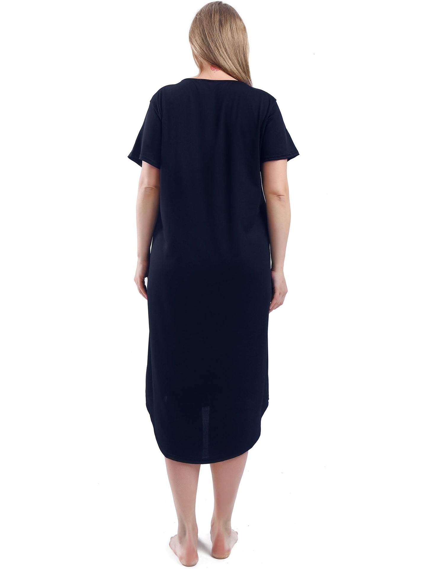 FEREMO Plus Size Nightgowns for Women V Neck Short Sleeve Nightshirts Sleepwear