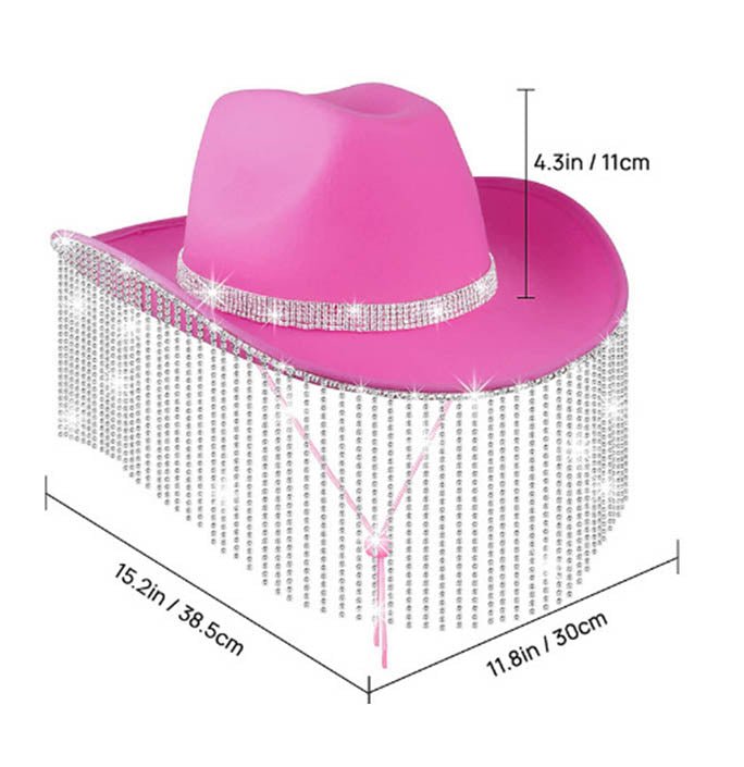 Carnival Halloween Cowboy Hat with Long Rhinestone Tassels