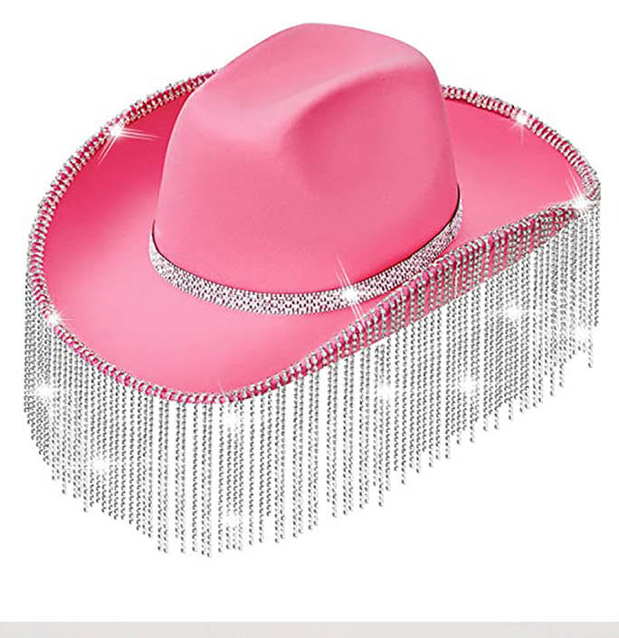Carnival Halloween Cowboy Hat with Long Rhinestone Tassels