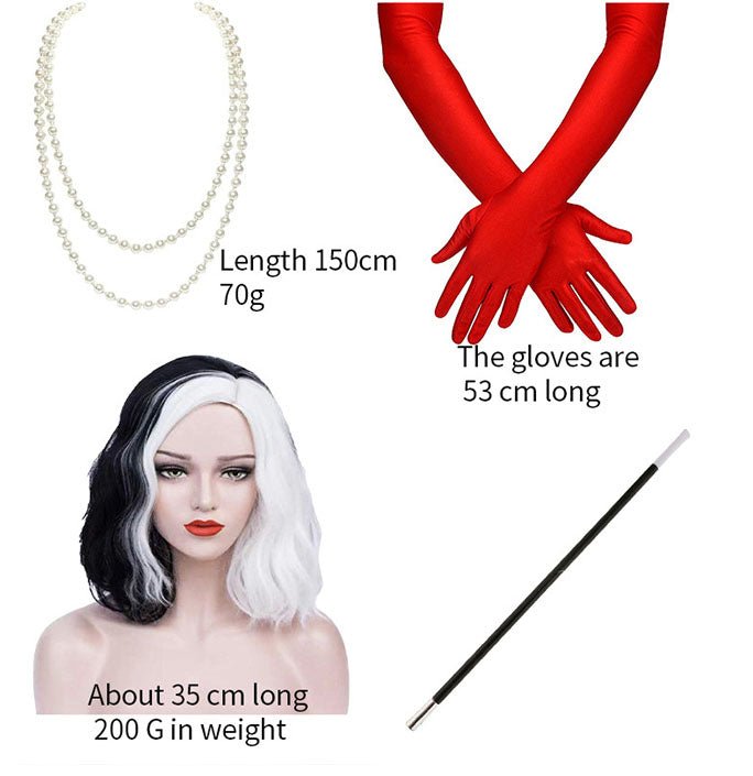 Cruella black and white wig mid length wig
