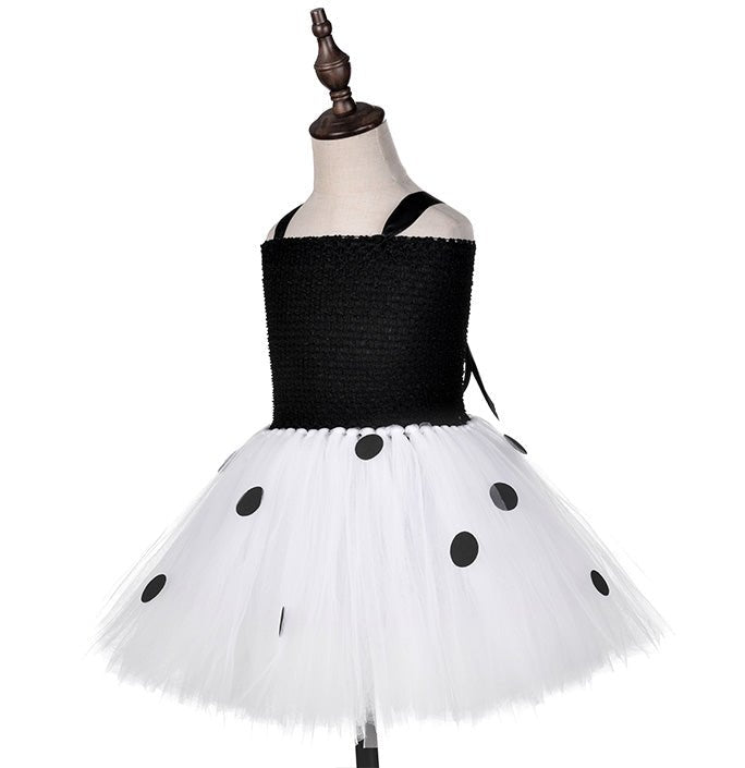 Girls 20s Modern Black Polka Dot Tutu Dress