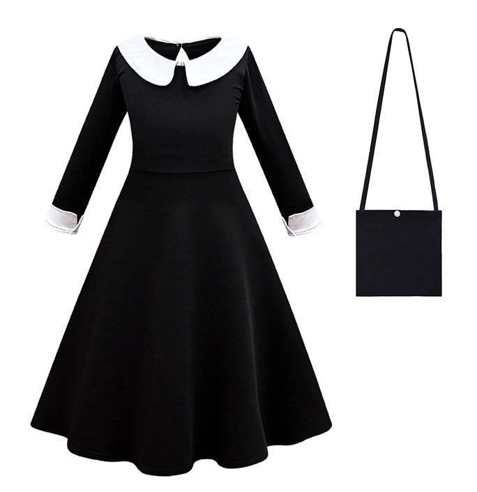 Girls Addams Halloween School Dress