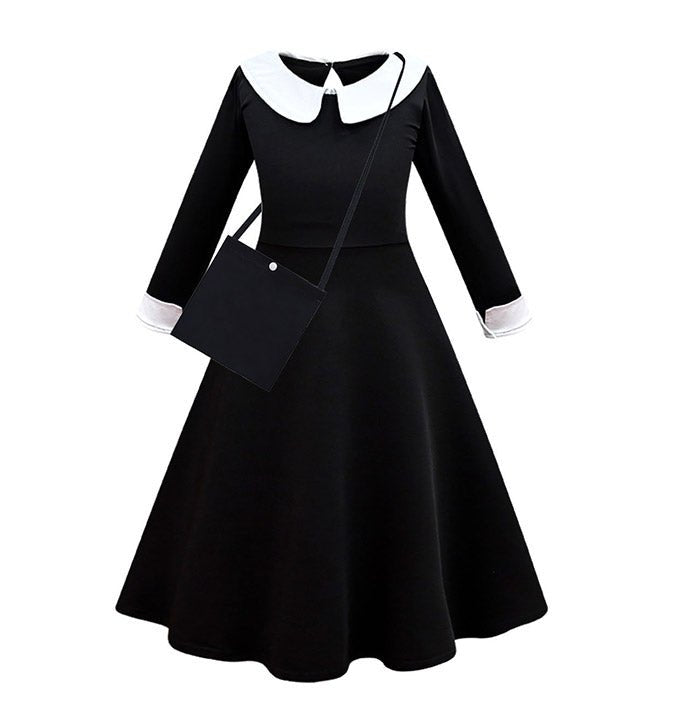 Girls Addams Halloween School Dress