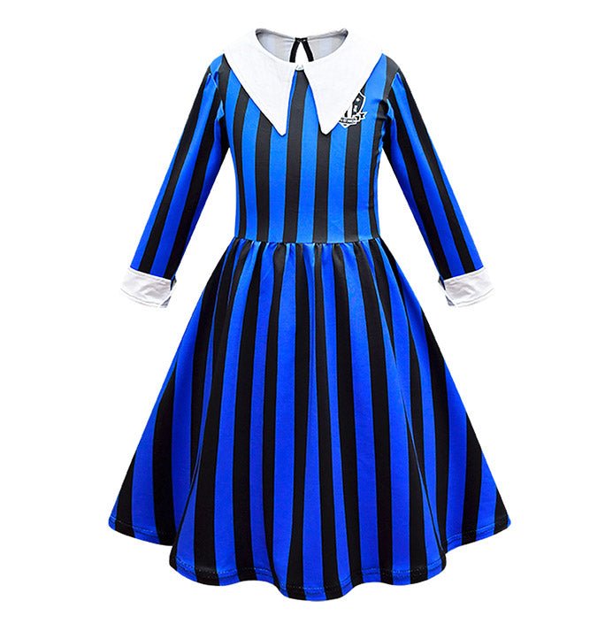 Girls Addams Wednesday Stripes Costume