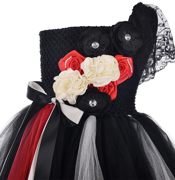 Girls Black Party Elegant Costume Dress