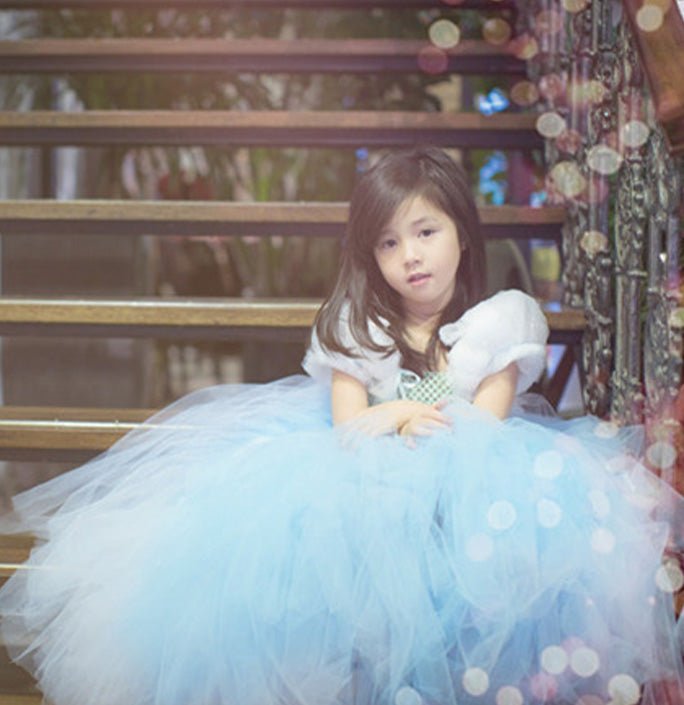 Girls Blue Puffy Skirt Party Tutu Dress