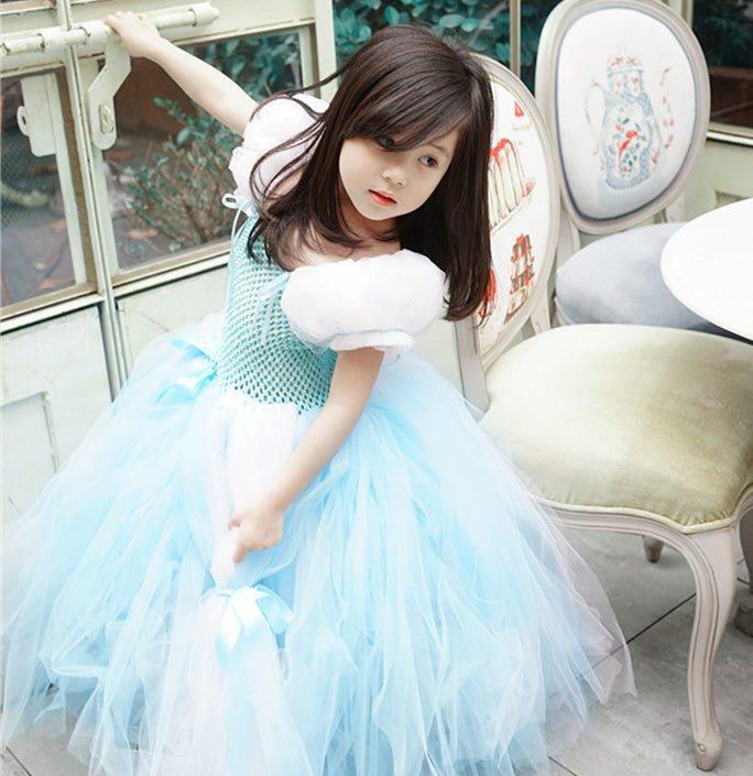 Girls Blue Puffy Skirt Party Tutu Dress