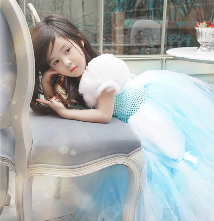 Girls Blue Puffy Skirt Party Tutu Dress