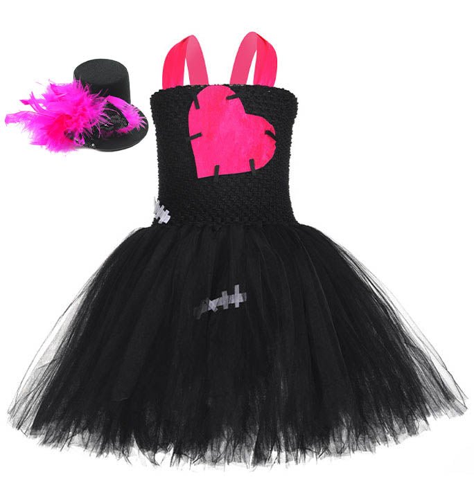 Girls Broken Doll Gothic Hollween Tulle Dress