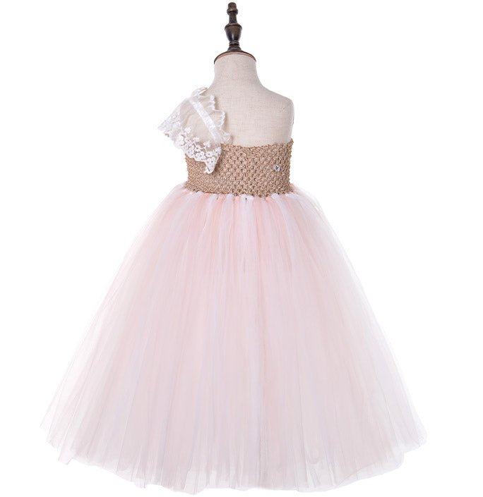 Girls Champagne Flower Girl Bridesmaid Dress