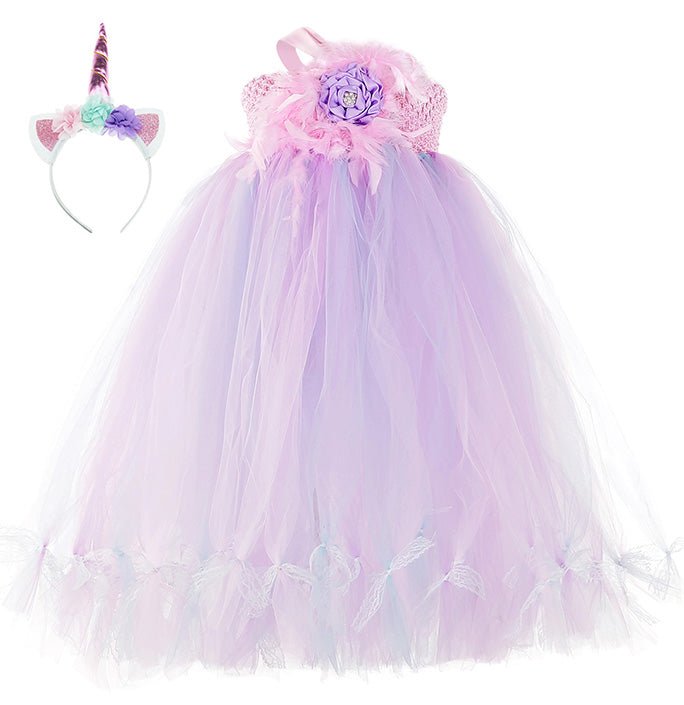 Girls Festival And Birthday Unicorn Lilac Costume