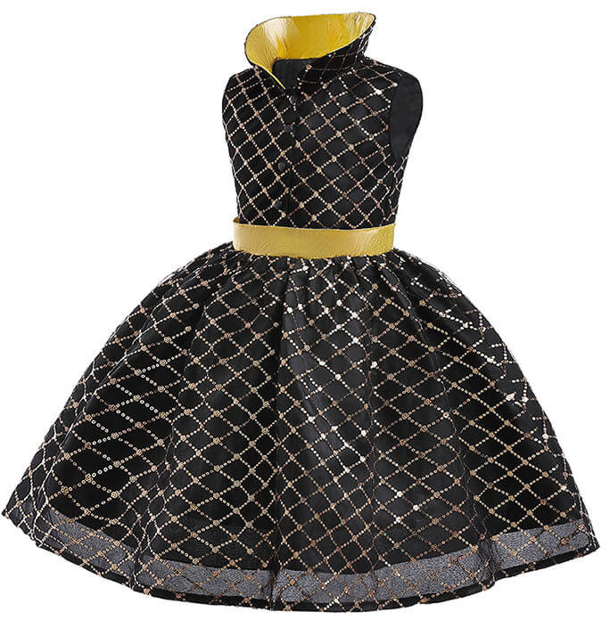 Girls Fire Element Inspired Black Dress