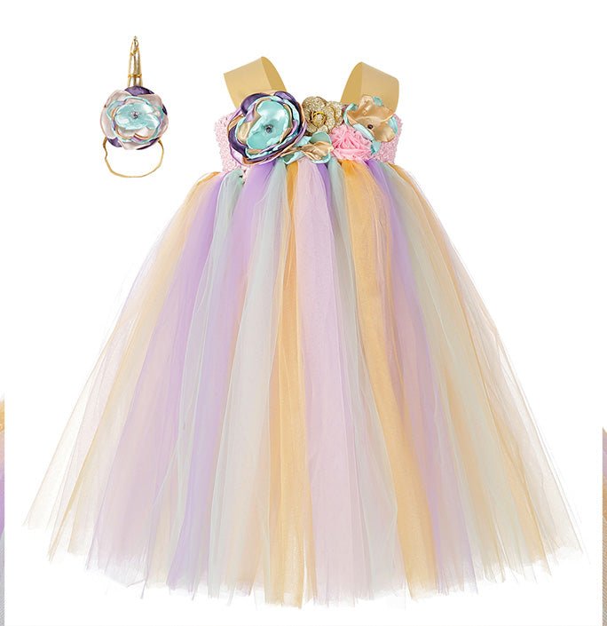 Girls Golden Corsage Unicorn Tutu Dress