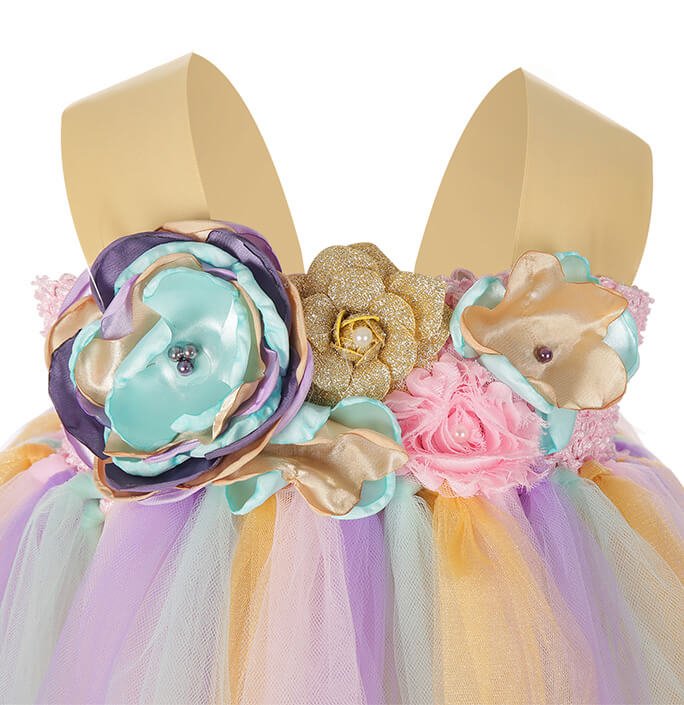Girls Golden Corsage Unicorn Tutu Dress