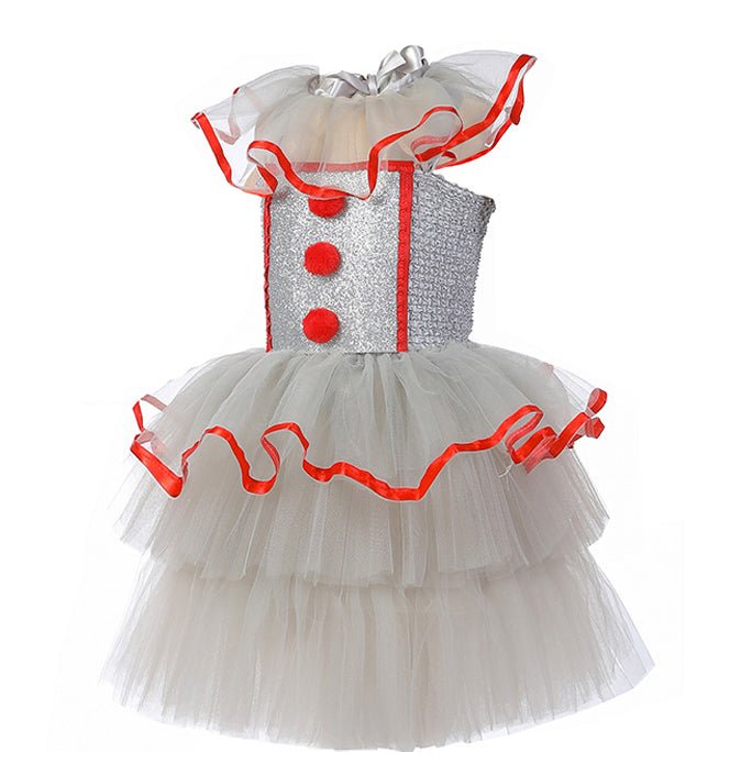 Girls Halloween Clown Cosplay Carnival Party Suit Costume
