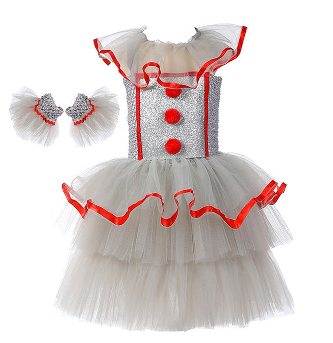 Girls Halloween Clown Cosplay Carnival Party Suit Costume