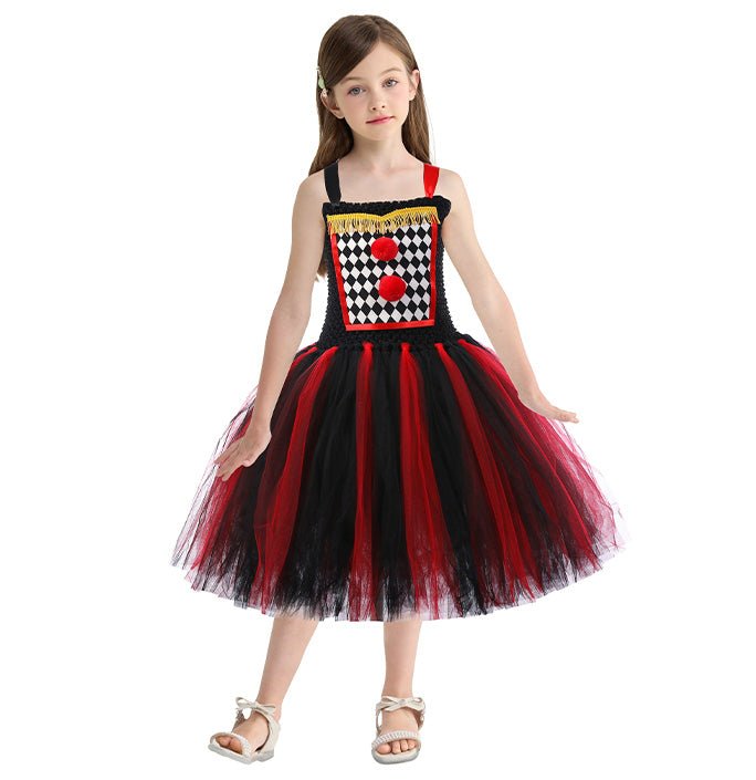 Girls Halloween Clown Party Tutu Dress