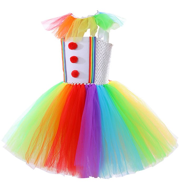Girls Halloween Colorful Clown Tutu Dress