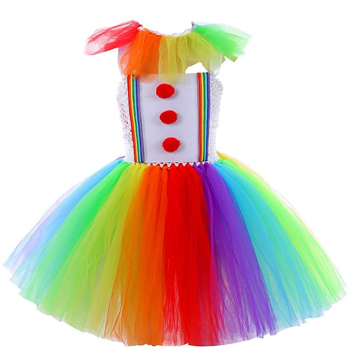 Girls Halloween Colorful Clown Tutu Dress
