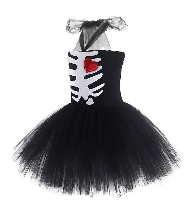 Girls Halloween Skeleton Bride Inspired Tutu Dress