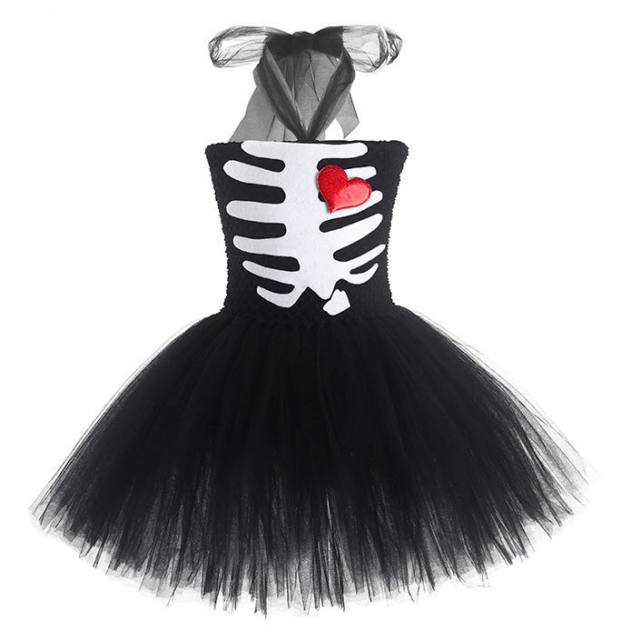 Girls Halloween Skeleton Bride Inspired Tutu Dress