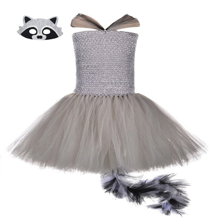 Girls Obediently Racoon Inspired Tutu Dress