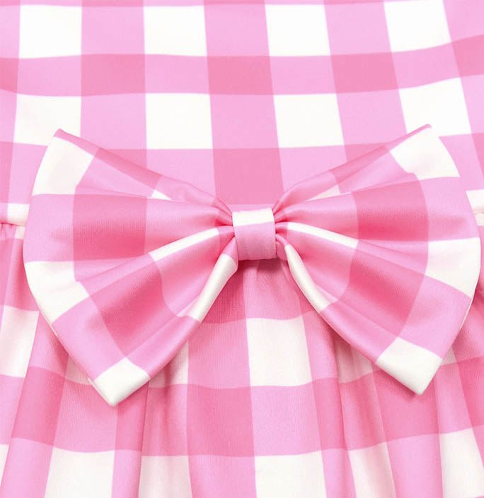 Girls Pink Bow Plaid Tutu Dress