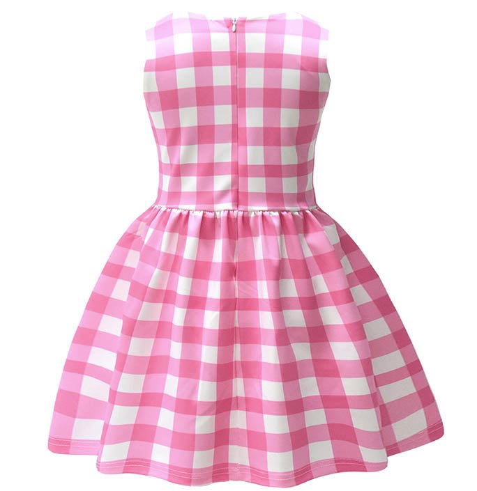 Girls Pink Bow Plaid Tutu Dress