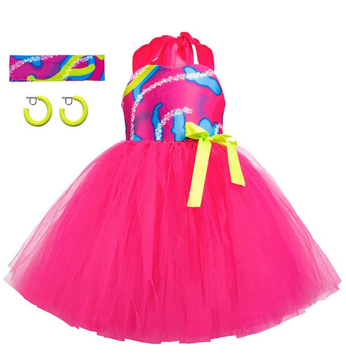 Girls Retro 80s Tulle Workout Costume