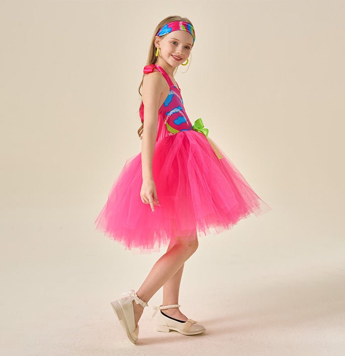 Girls Retro 80s Tulle Workout Costume