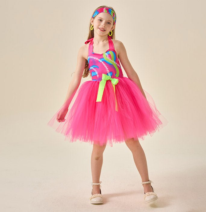 Girls Retro 80s Tulle Workout Costume