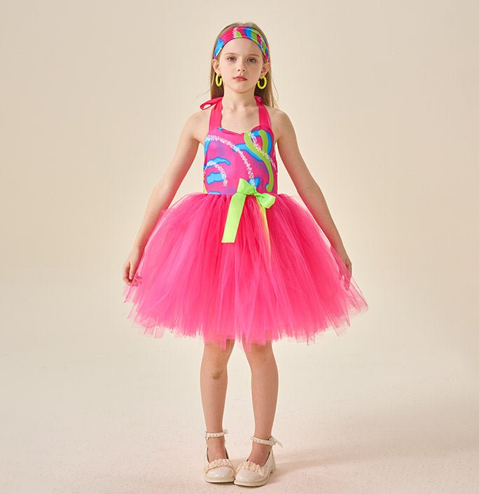 Girls Retro 80s Tulle Workout Costume