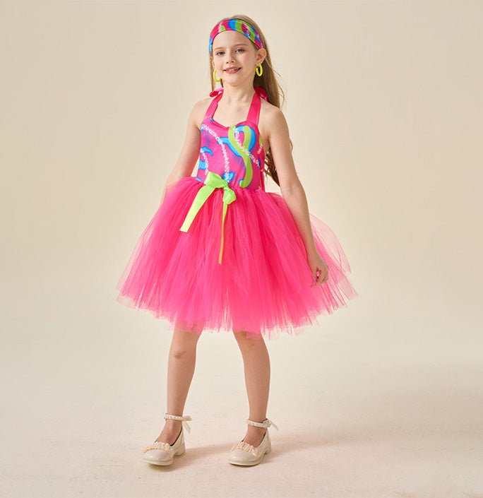 Girls Retro 80s Tulle Workout Costume