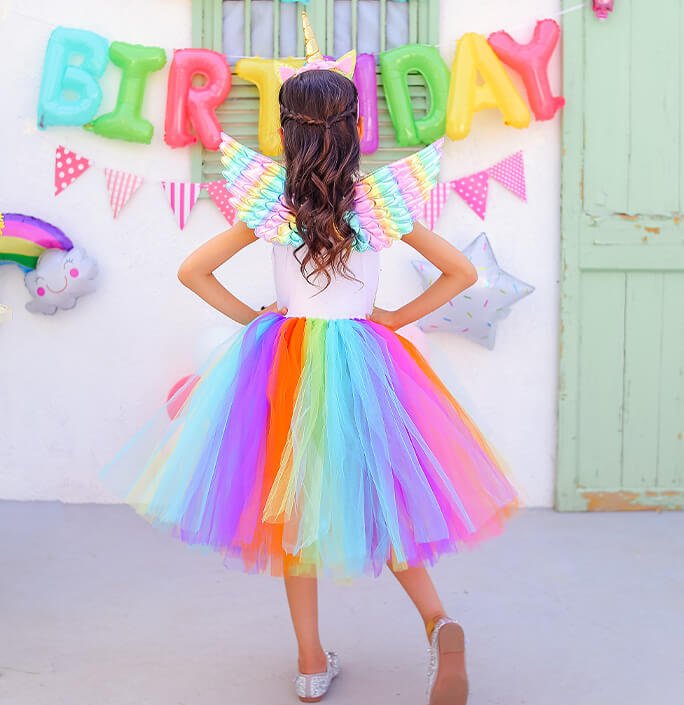 Girls Sequined Colorful Unicorn Party Dress