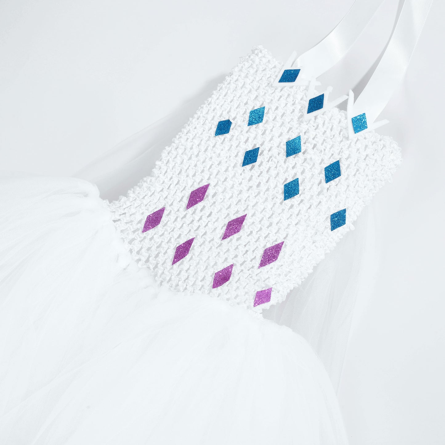 Girls Snowflake Sequin Elsa White Tutu Dress