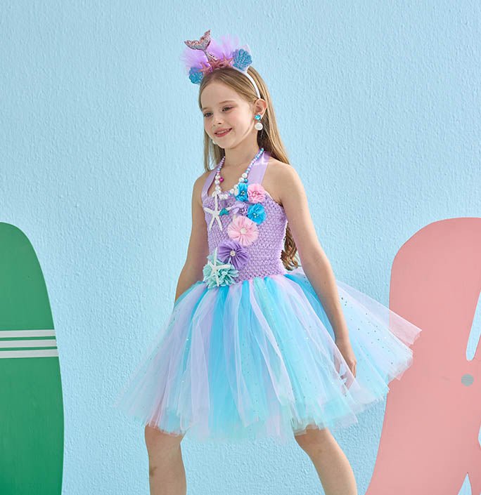 Girls The Little Mermaid Colored Lights Festive Tutu Dress