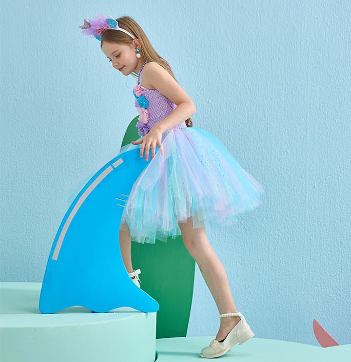Girls The Little Mermaid Colored Lights Festive Tutu Dress