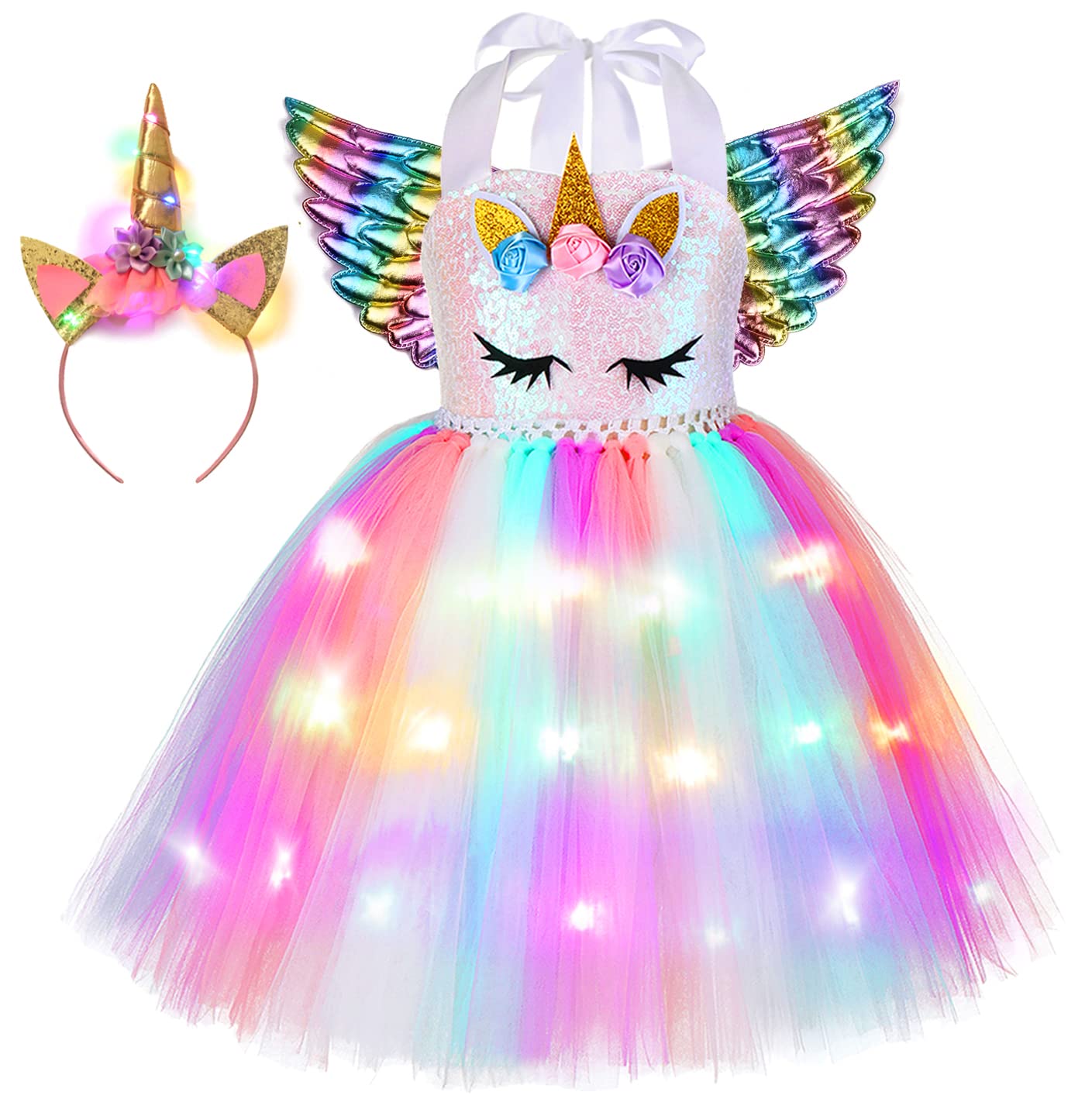 Girls LED Light Unicorn Tutu Dress