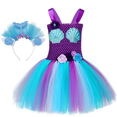 Girls Mermaid Flower Shell Birthday Party Halloween Carnival Costume