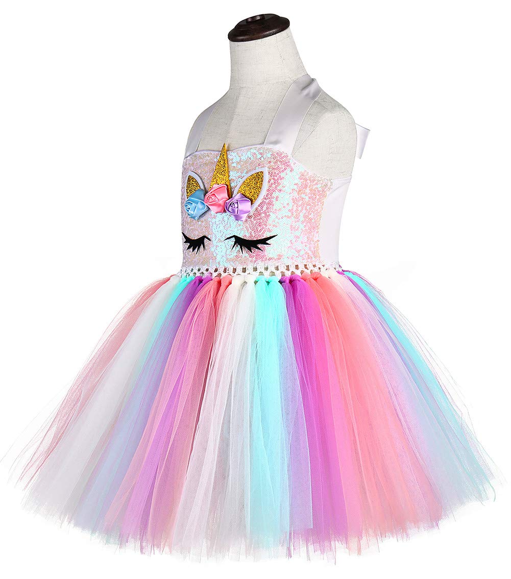 Sequin Unicorn Dress for Girls 1-10Y with Headband