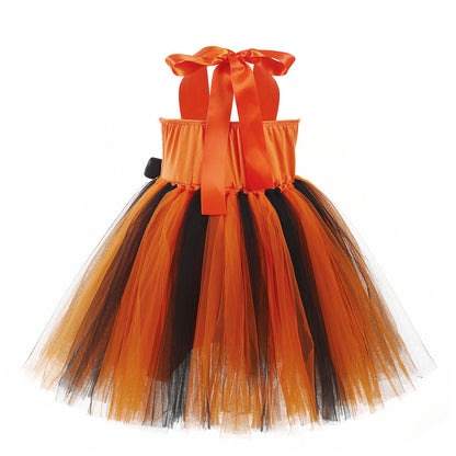 Halloween Pumpkin Tutu Costume Dress with Accessories