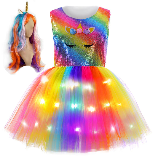 Unicorn red sequin LED light custom tutu dress