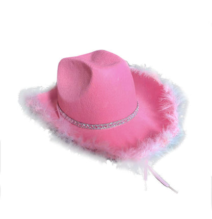 White Feather Nonwoven Party Cowboy Hat