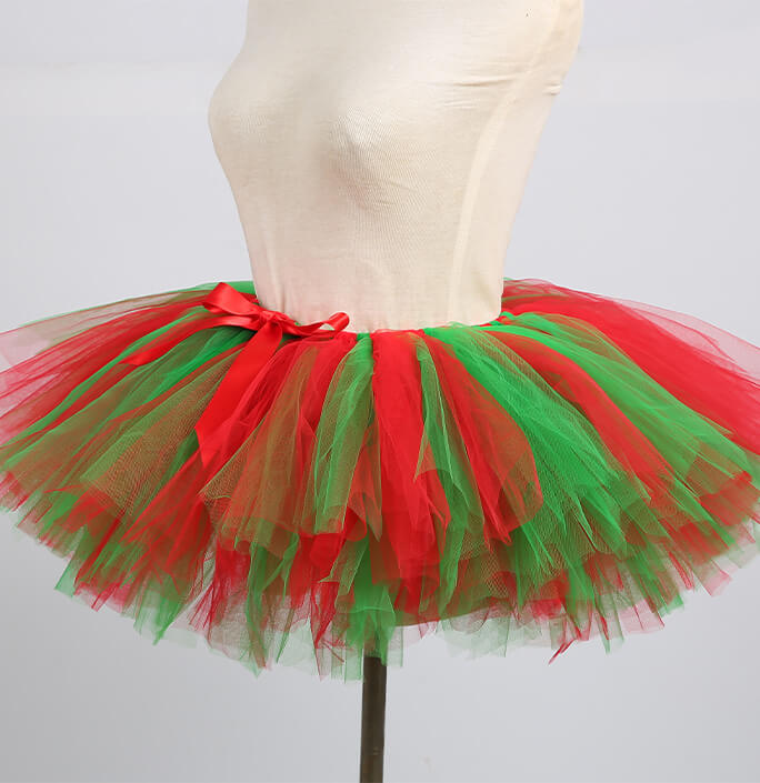 Girls Red Christmas Elf Skirt