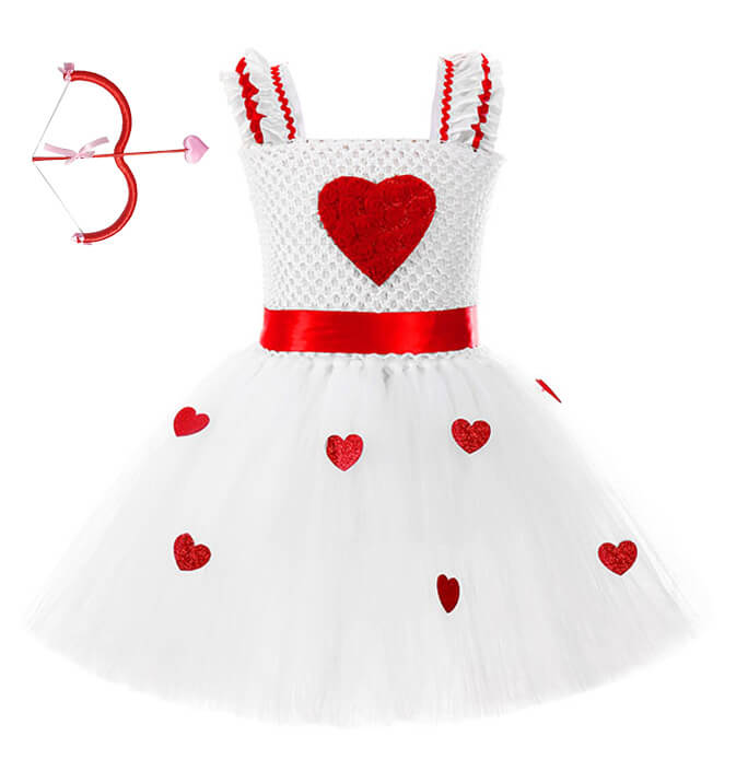 Girls Valentine's Day Love Patch LED Light Tutu Dress