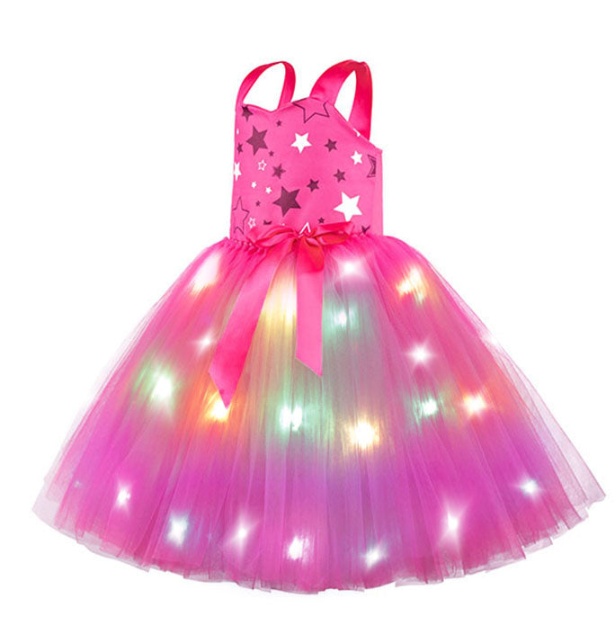 Girls LED Hot Pink Star Tutu Dress